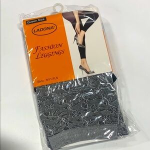 Grey Fashion Leggings/ Tights LADONA - 80’s Leggings with Pattern 6135-4 Grey